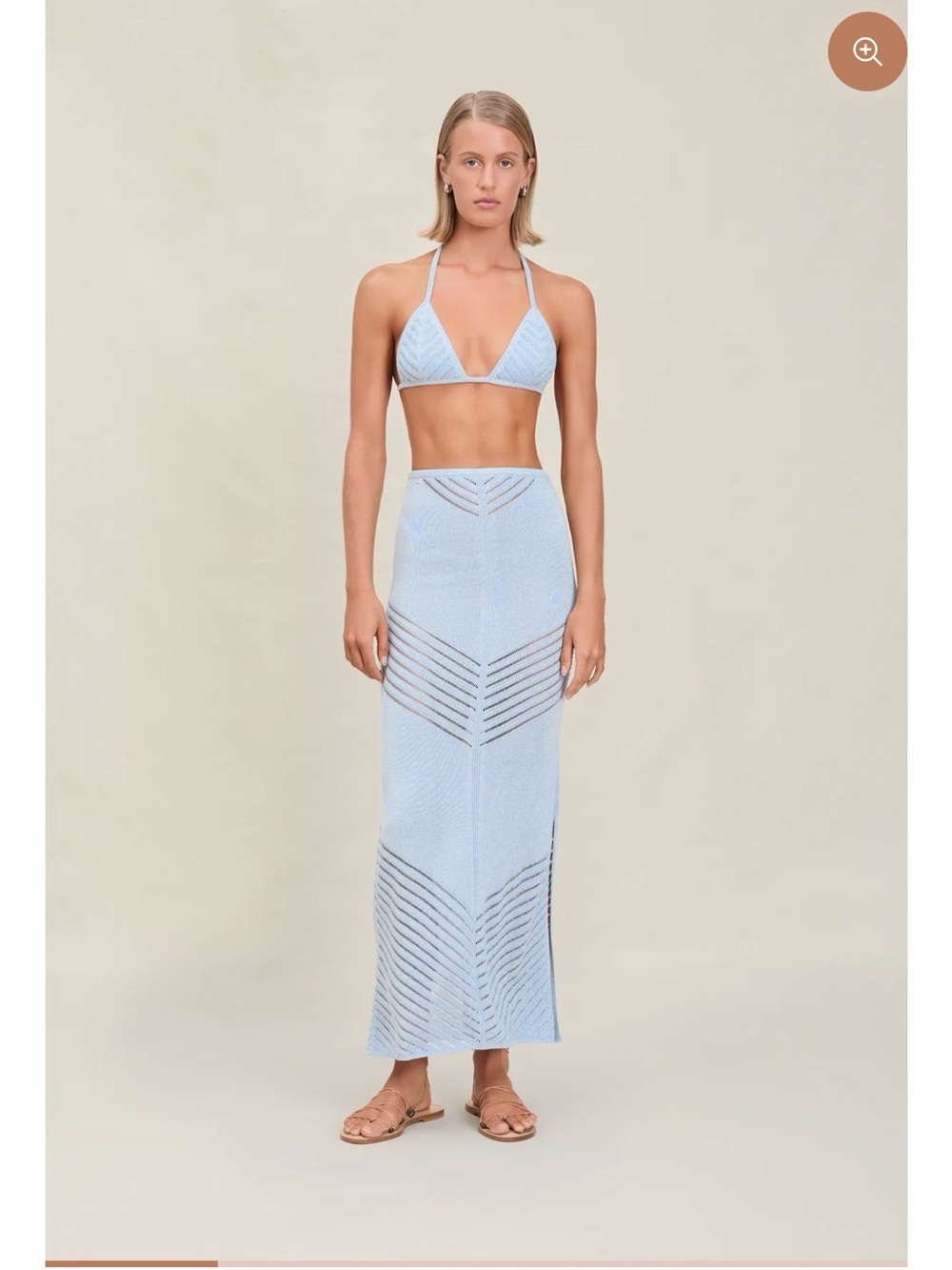 DEVON WINDSOR Light Blue Crocheted Bria Maxi Skirt